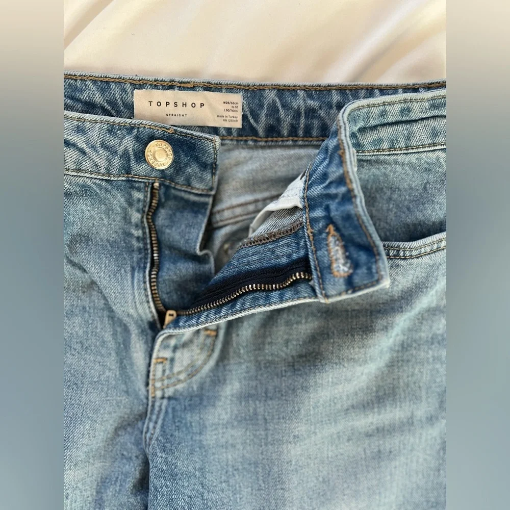 Topshop cropped raw cut straight denim jeans - Picture 3 of 4